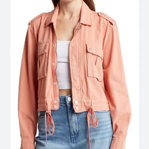 BlankNYC Twill Utility Crop Jacket peach
